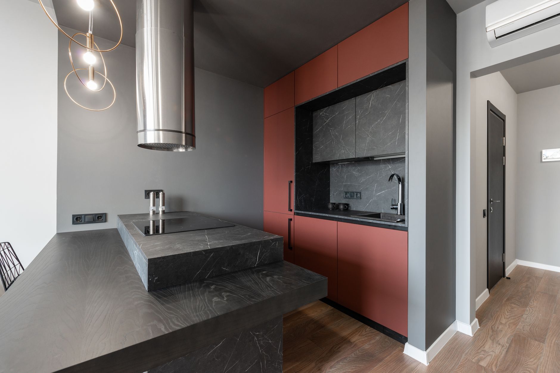 The Chef's Kitchen — minimalist island kitchen in a modern apartment